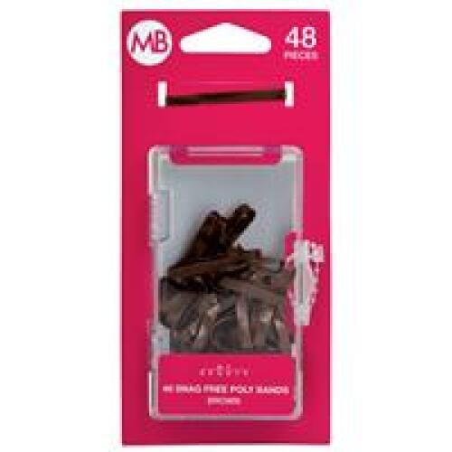 9 x My Beauty Hair Poly Band 48 Pack Brown