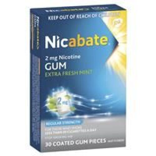 3 x Nicabate Extra Fresh Mint Gum Quit Smoking 2mg 30 pieces