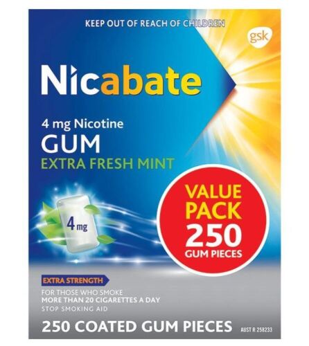 4 x Nicabate Gum 4mg Extra Fresh 250 Pieces Exclusive Size