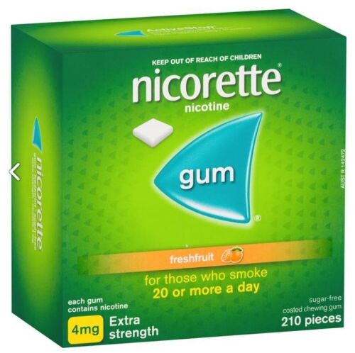 4 x Nicorette Quit Smoking Nicotine Gum Freshfruit 4mg Extra Strength 210 Pack