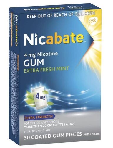 5 x Nicabate Extra Fresh Mint Gum Quit Smoking 4mg 30 pieces
