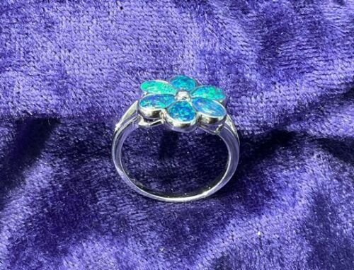 Sterling Silver Opal Flower Ring