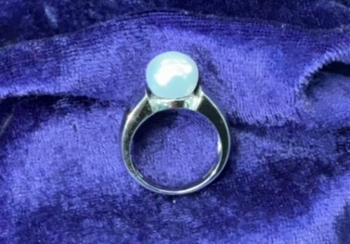 Sterling Silver White Button Freshwater Pearl Ring