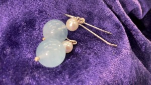 Freshwater Pearl Aqua Drop Hook Earrings - 3