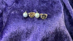 Sterling Silver Freshwater Pearl Bezel Set Stud Earrings - 3