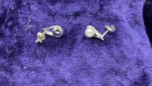 Sterling Silver Freshwater Pearl & Cubic Zirconia Tear Drop Earrings - 2