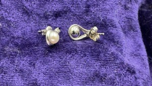 Sterling Silver Freshwater Pearl & Cubic Zirconia Tear Drop Earrings - 4