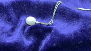 Sterling Silver Freshwater Pearl And White Cubic Zirconia Pendant - Comes With Sterling Silver Box Chain - 3
