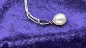 Sterling Silver White Freshwater Pearl ''Enhancer' Drop Pendant - 3