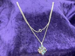 Sterling Silver Opal Triplet Pendant - Plated Chain