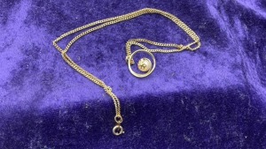 9ct Freshwater Pearl Swirl Set Pendant - Plated Chain - 2