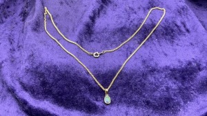 9ct A Opal Triplet Pendant - Plated Chain