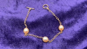 Sterling Silver Rose Gold Plated Freshwater Pearl Bracelet