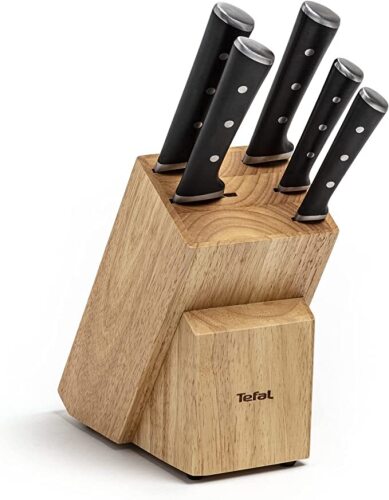 Tefal Wooden Knife Block 5pc Set- Ice Force Knives K232S574
