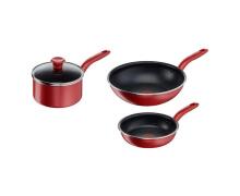 Tefal So Pro 3 Piece Titanium Force Non Stick Induction Cook Set plus 2pc Utensil Set G154S644