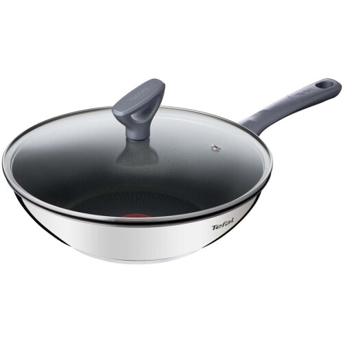 Tefal Daily Cook Induction Stainless Steel 28cm Non-Stick Stir-Fry Wok w Lid G7309955