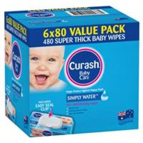 7 x Curash Babycare Simply Water Wipes 6 x 80