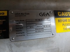 GEA Nu-Con Model CV 750 C Rotary Valve (Silo #2) sn: 91310295, mfg. 2013 - 2