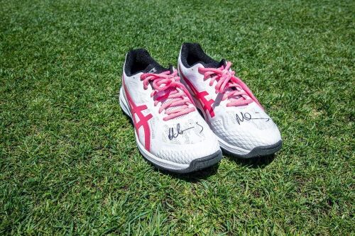 Marcus Harris signed ASICS - StrikeRate shoes - NRMA Insurance Pink Test 2023