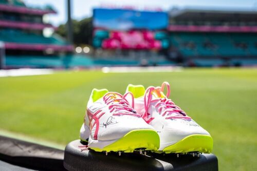 Mitchell Starc Signed ASICS - Not Out Shoes - NRMA Insurance Pink Test 2023