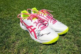 Scott Boland Signed ASICS - Not Out Shoes - NRMA Insurance Pink Test 2023 - 2