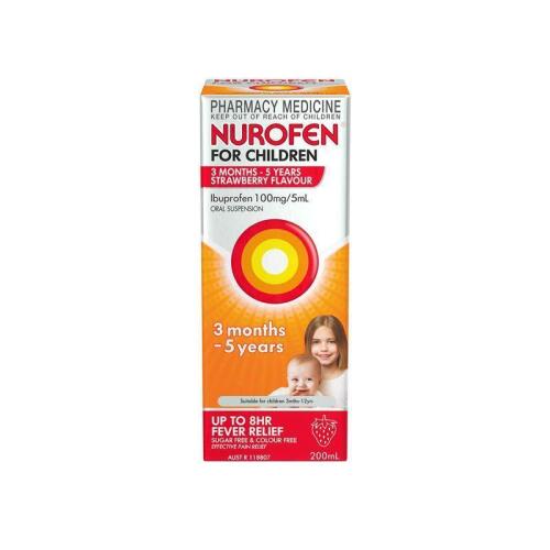 17x Nurofen for Children Strawberry Flavour 200ml - 3 months to 5 years