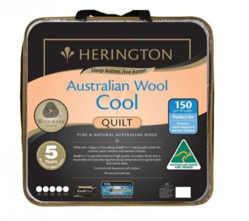 Single Bed Size Herington Australian Wool Cool Quilt 4.0 Warmth Rating