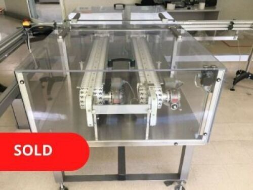 *SOLD* Various length plastic slat belt conveyors, 60mm W