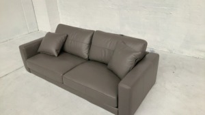 Zara Petite 3 Seater Leather Sofa - 2