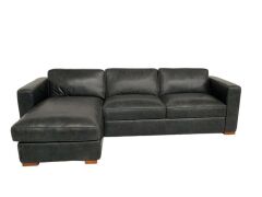 Minorca 2 Seater Leather Modular Lounge with Chaise - 2