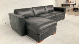 Minorca 2 Seater Leather Modular Lounge with Chaise - 4