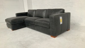 Minorca 2 Seater Leather Modular Lounge with Chaise - 5