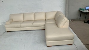 DNL Melbourne 3 Seater Leather Modular Lounge with Chaise - 2