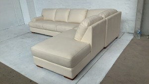 DNL Melbourne 3 Seater Leather Modular Lounge with Chaise - 4