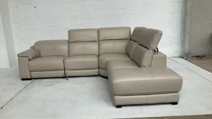 Austin 5 Seater Leather Modular Lounge with Electric Recliner - 2