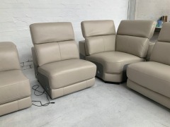 Austin 5 Seater Leather Modular Lounge with Electric Recliner - 6