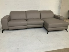 Vitorio 3 Seater Leather Modular Lounge with Chaise - 3