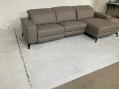 Vitorio 3 Seater Leather Modular Lounge with Chaise - 4