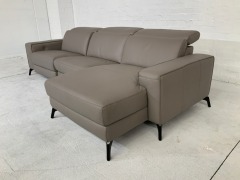 Vitorio 3 Seater Leather Modular Lounge with Chaise - 7