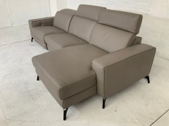 Vitorio 3 Seater Leather Modular Lounge with Chaise - 8