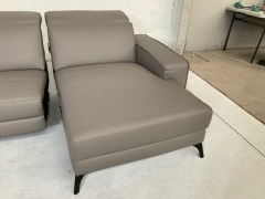 Vitorio 3 Seater Leather Modular Lounge with Chaise - 13