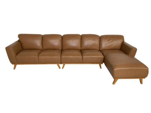 Heston 5 Seater Leather Modular Lounge with Chaise