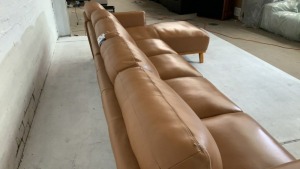 Heston 5 Seater Leather Modular Lounge with Chaise - 6