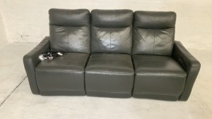 3 Seater Leather Electric Recliner Sofa - 2