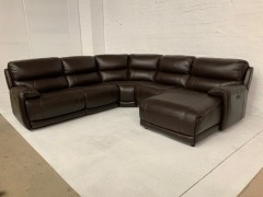 Atlanta 5 Seater Leather Electric Recliner Modular Lounge - 2