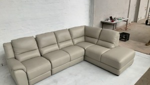 DNL Carlton 5 Seater Leather Modular Lounge with Chaise - 3