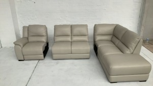 DNL Carlton 5 Seater Leather Modular Lounge with Chaise - 4