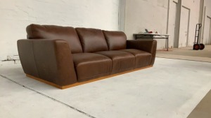 Heston 3 Seater Leather Sofa - 5
