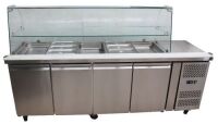 FED DELUXE 4 DOOR SALAD BAR FRIDGE WITH GLASS CANOPY