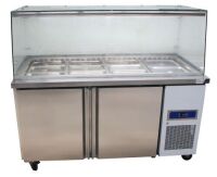 AS NEW EXQUISITE 2 DOOR SALAD BAR FRIDGE WITH GLASS CANOPY